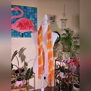 Vibrant Orange Tie-Dye Scarf